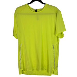 New Lululemon Fast Free tech T Shirt Size L Yellow Neon Mens Short Sleeve